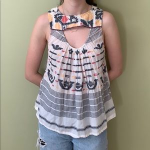 Free People New Romantics Aztec Keyhole Top
